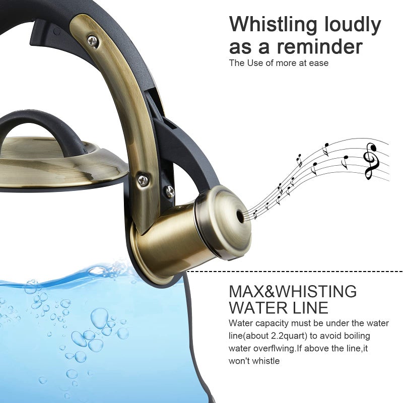 LUXGRACE Tea Kettle -2.2 Quart Tea Kettles Stovetop Whistling Teapot Stainless Steel Tea Pots for Stove Top Whistle Tea Pot - Image 4